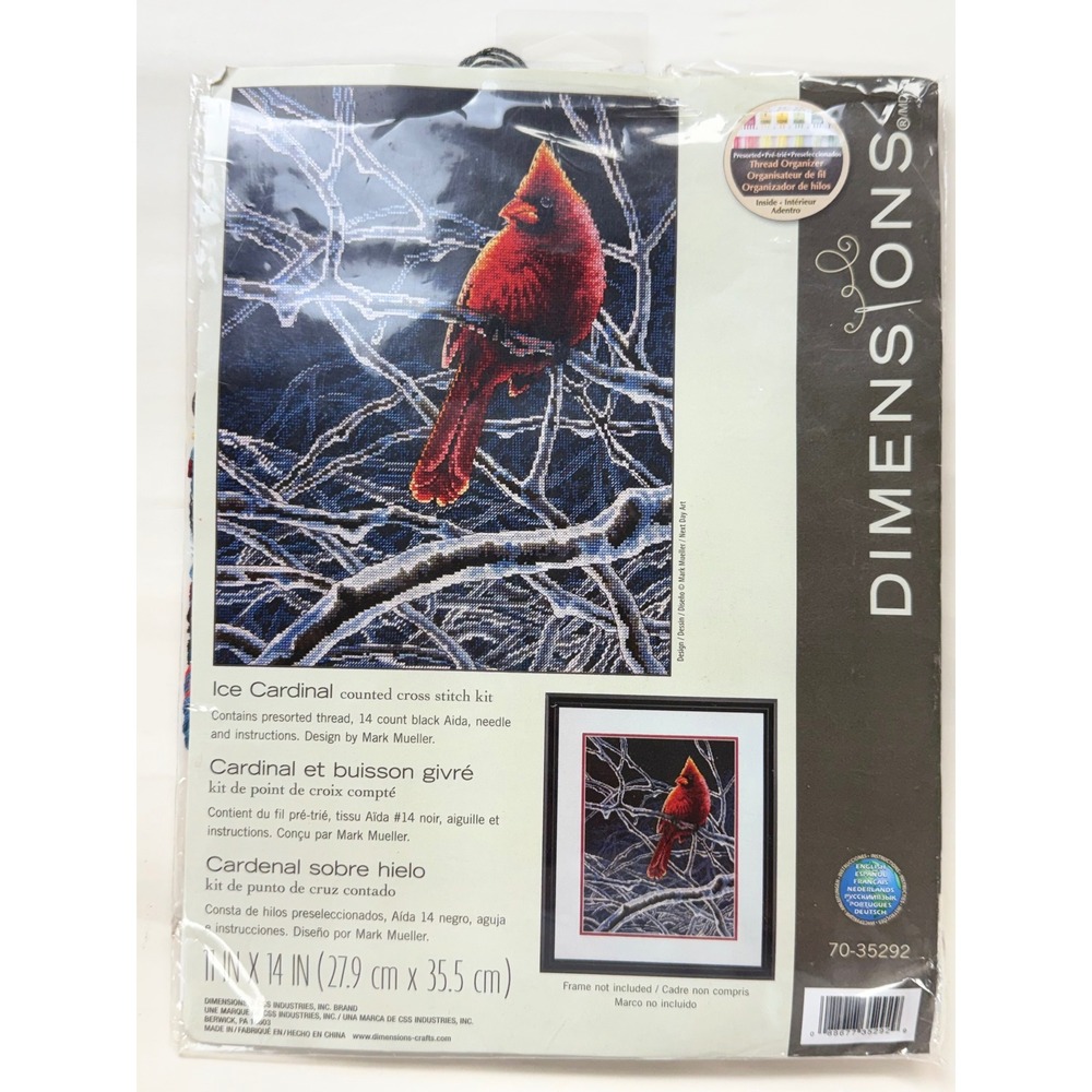 Dimensions Ice Cardinal Counted Cross Stitch Kit 70-35292 Sealed NIP 11" x 14"